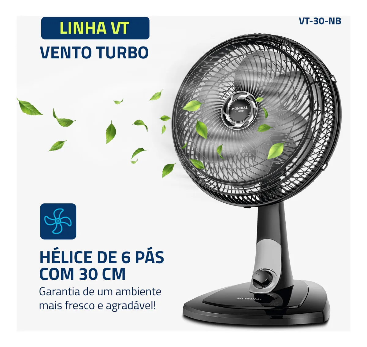 Ventilador de Mesa 30cm Turbo, Mondial, 60W - Bivolt 110V/220V versao 2