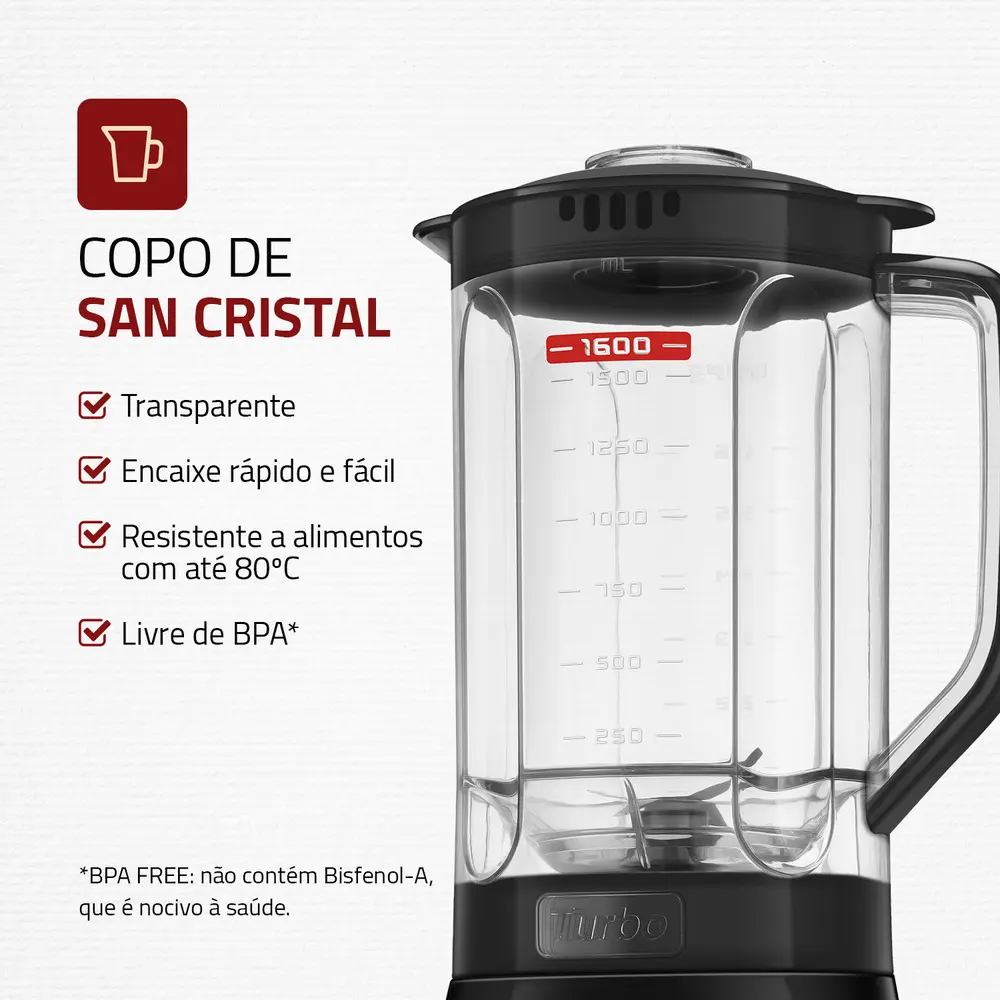 Liquidificador Pratic Turbo III, Mondial, 550W - L-93-BG - Bivolt 110V/220V versao 2