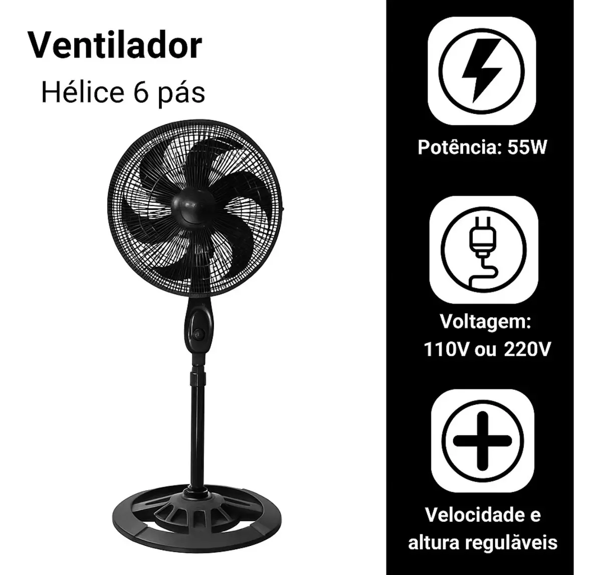 Ventilador De Pé Chão 18 Pol Turbo 3 Vel 110 Ou 220v versao 2