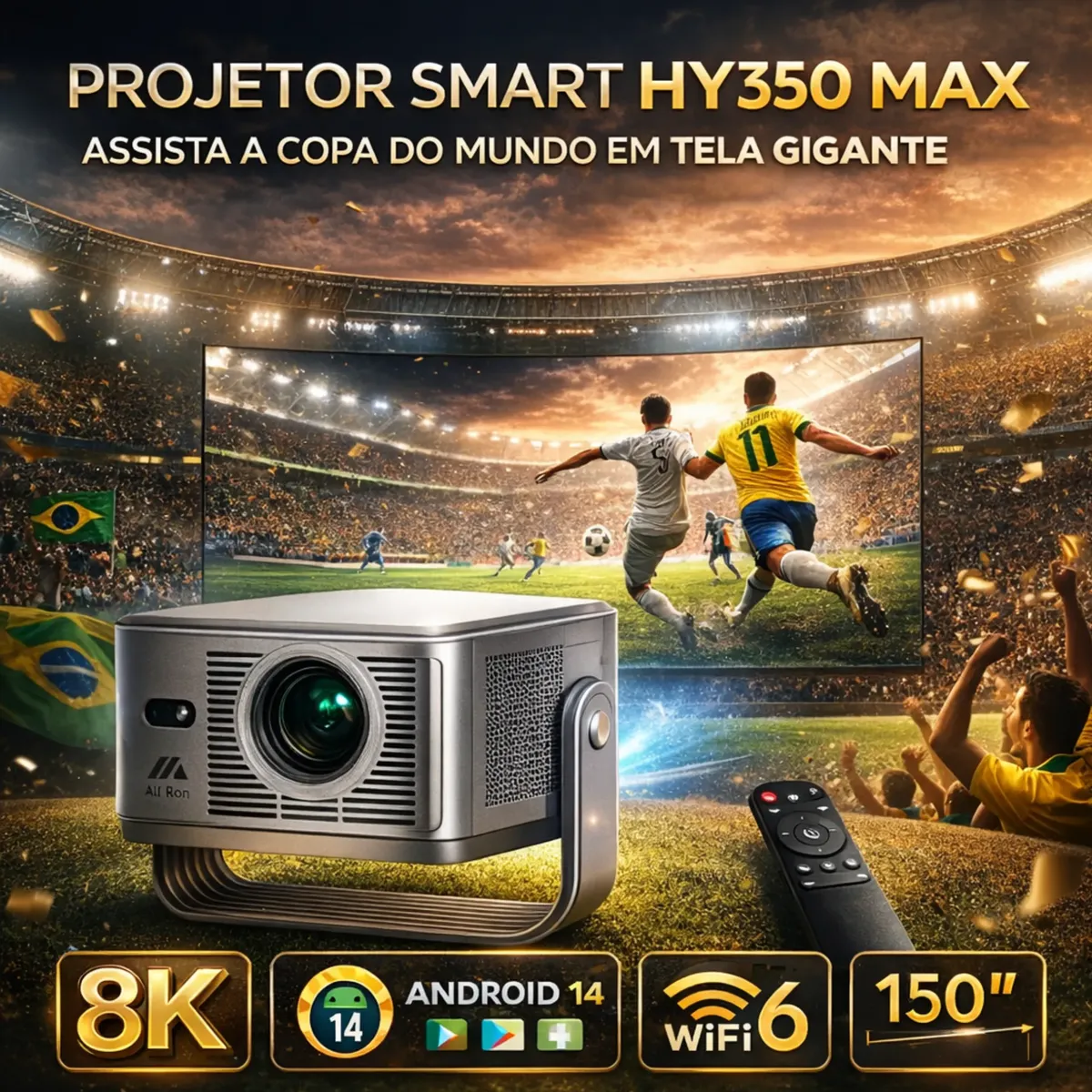 8k Projetor Smart Aliron Hy350 Max Android 14 1080p Nativo versao 2