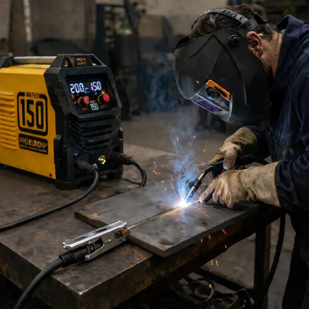 Máquina de Solda Multiprocesso MIG Flex 150a Pró Euro Bivolt MIG sem gás MMA TIG versao 2