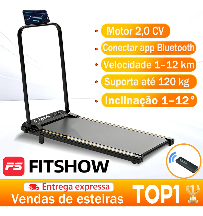 Esteira Elétrica Plana Residencial Preta Cor Preto Bluetooth versao 2