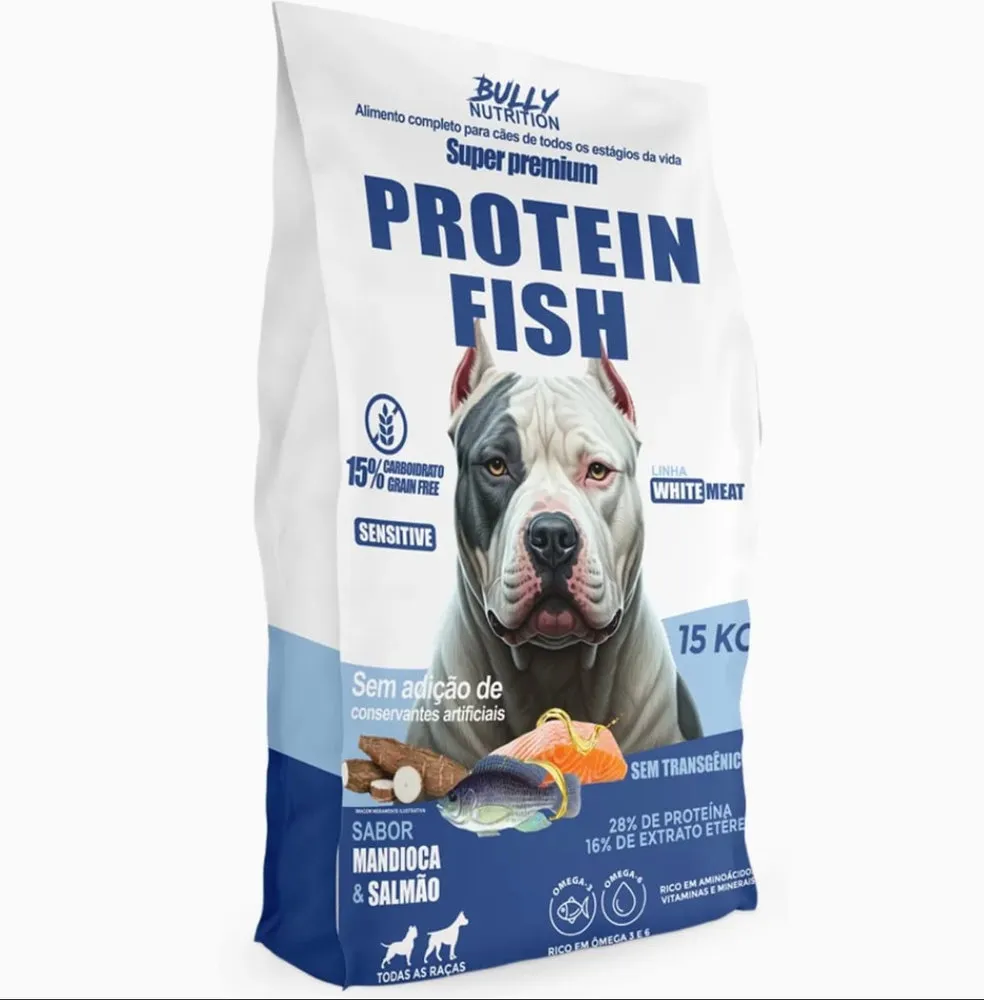 Ração Protein Fish 15kg + Suplemento Bully Protein 1,2kg versao 2
