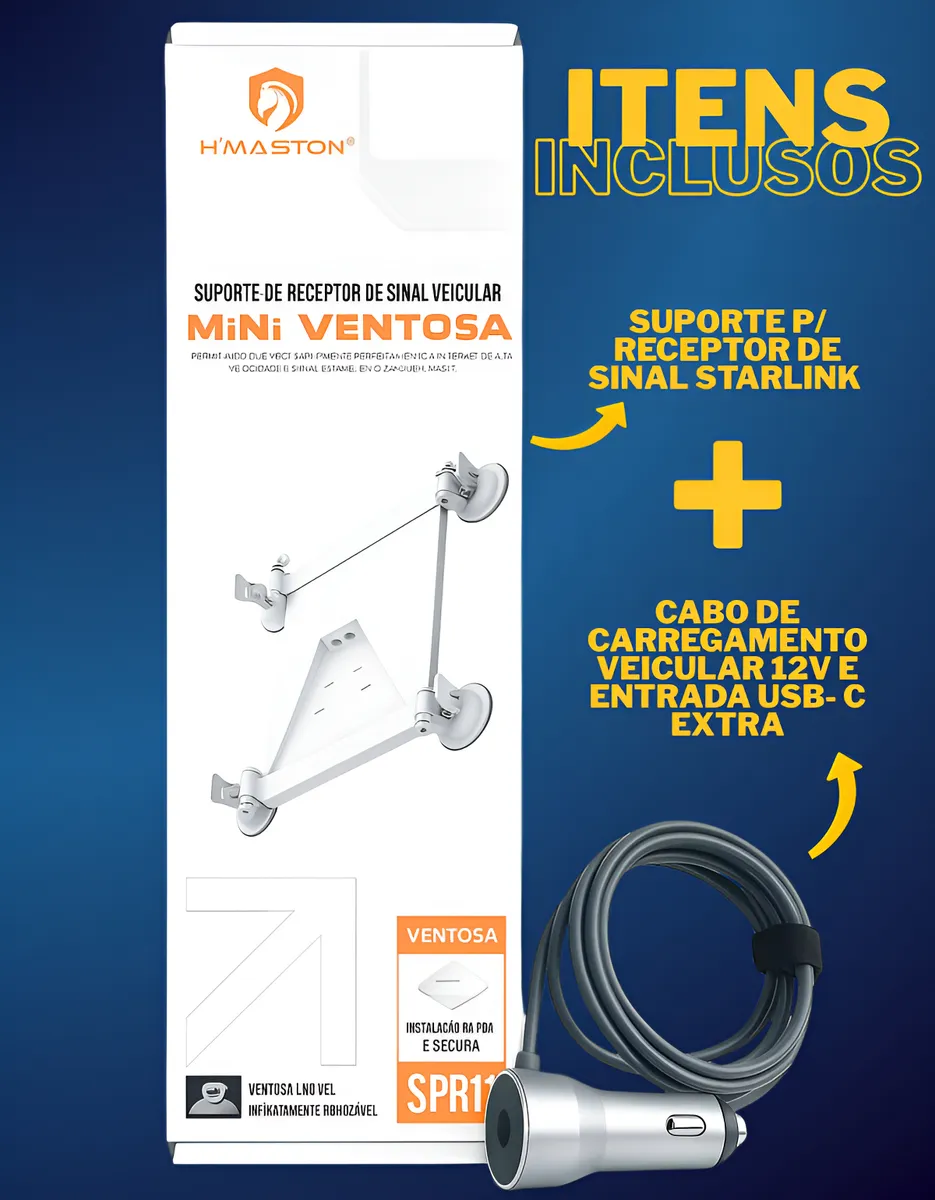 Kit Starlink Mini Suporte E Cabo Internet Satélite Veicular versao 2